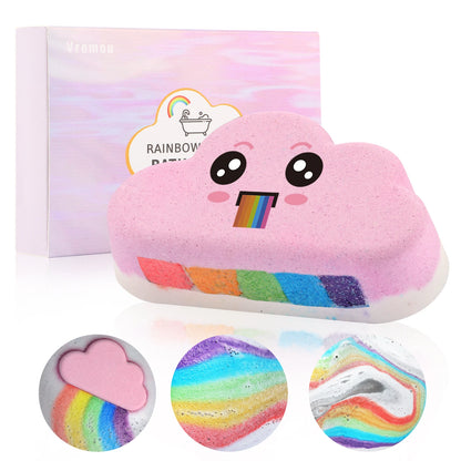 Rainbow Cloud Kids Bath Bomb Gift Set – Set of 4 Pastel Fizzies