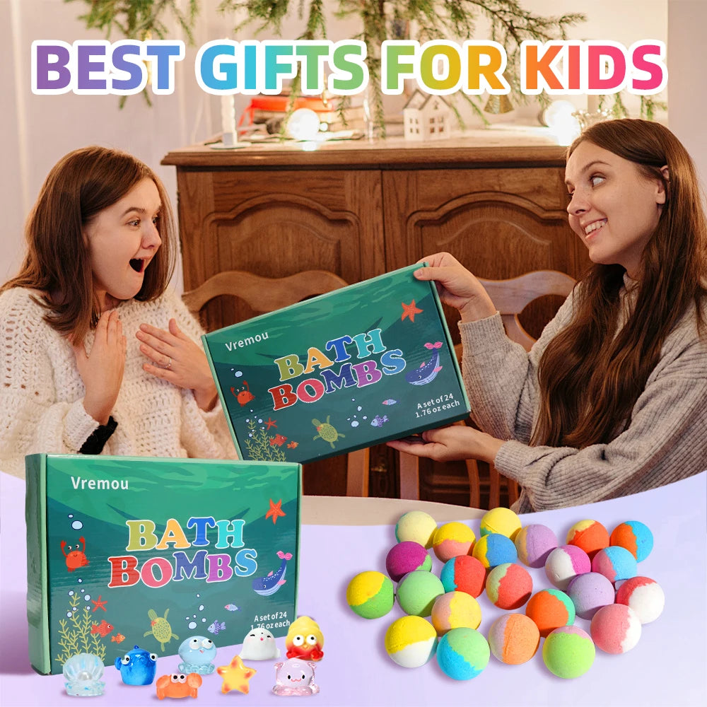 Rainbow Fizz & Find Bath Bombs – 24 Kids Surprise Toy Set