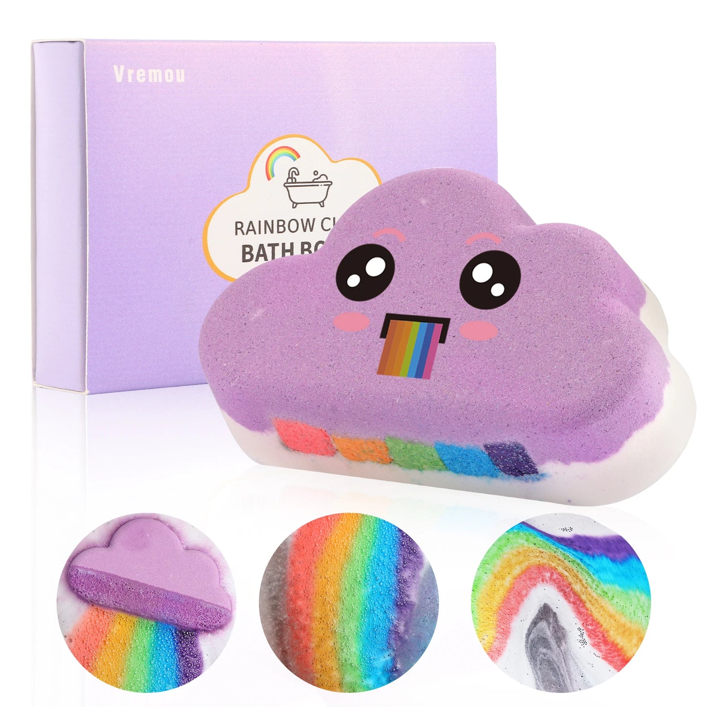 Rainbow Cloud Kids Bath Bomb Gift Set – Set of 4 Pastel Fizzies