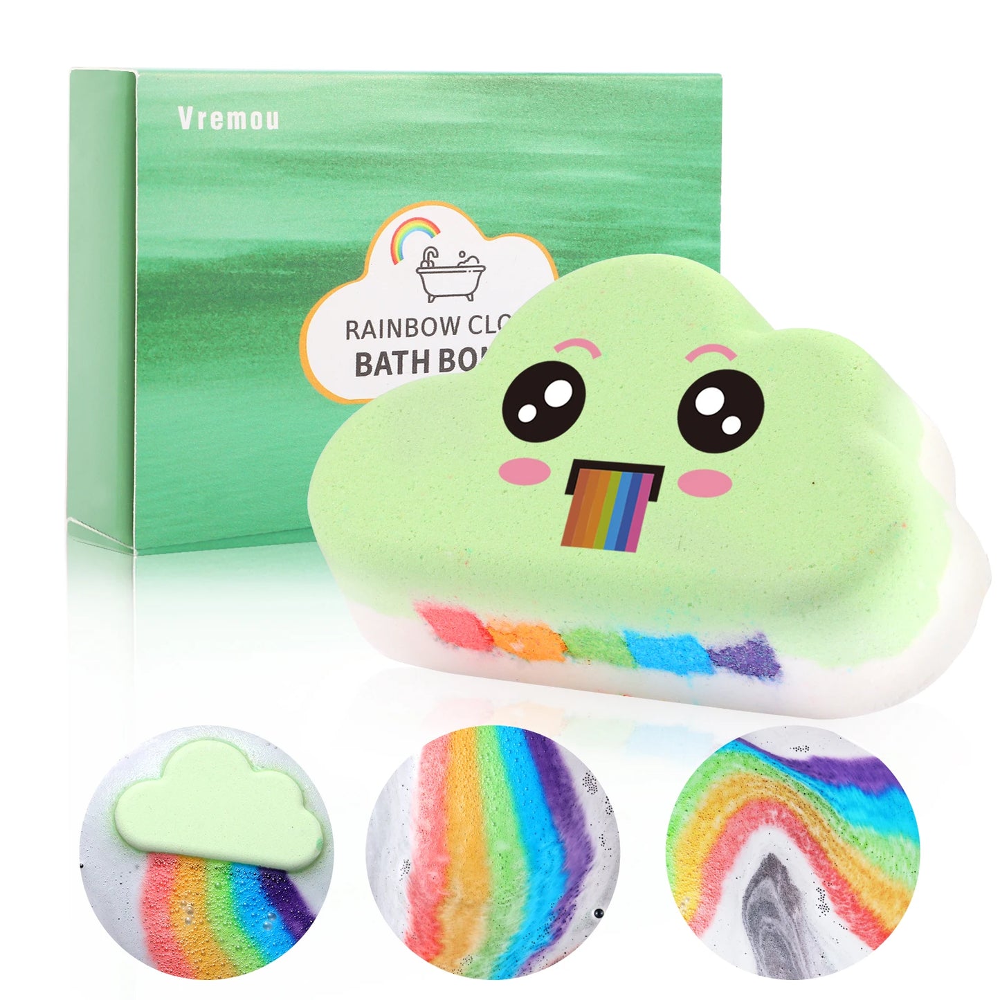 Rainbow Cloud Kids Bath Bomb Gift Set – Set of 4 Pastel Fizzies