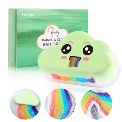 Rainbow Cloud Kids Bath Bomb Gift Set – Set of 4 Pastel Fizzies