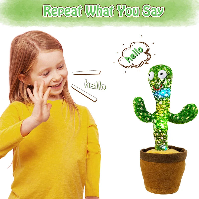 Dancing Talking Cactus Plush – LED Singing & Voice‑Repeat Toy