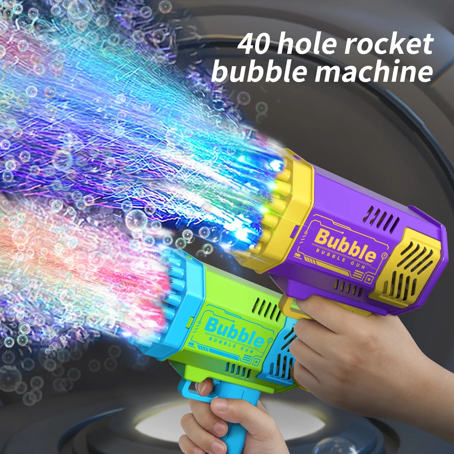 Kids 40‑Hole LED Bubble Blaster – Automatic Bubble Gun Toy