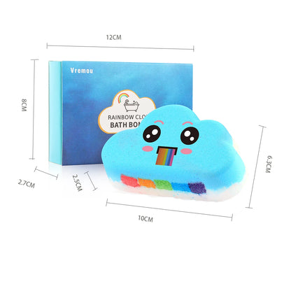 Rainbow Cloud Kids Bath Bomb Gift Set – Set of 4 Pastel Fizzies