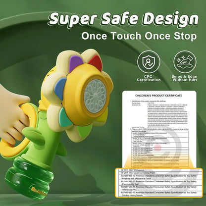 Sunflower Bubble Machine & Night Light – 3‑Mode Kids Bubble Toy
