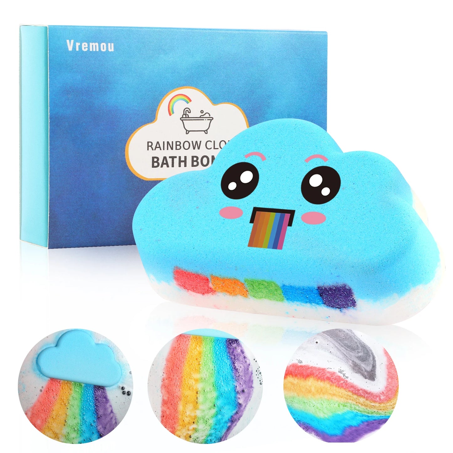 Rainbow Cloud Kids Bath Bomb Gift Set – Set of 4 Pastel Fizzies