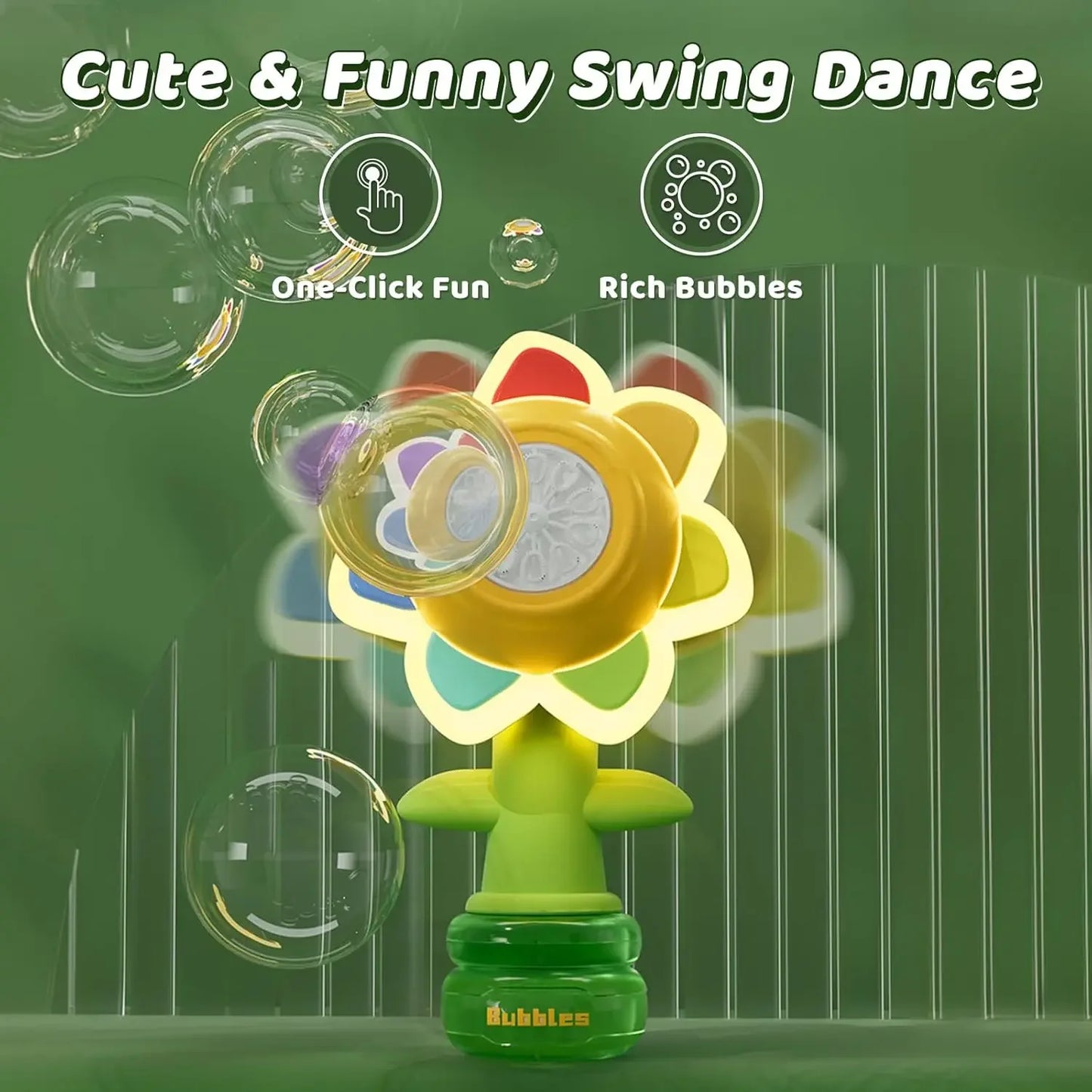 Sunflower Bubble Machine & Night Light – 3‑Mode Kids Bubble Toy