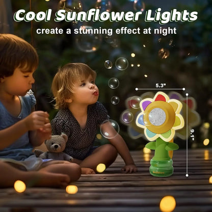 Sunflower Bubble Machine & Night Light – 3‑Mode Kids Bubble Toy