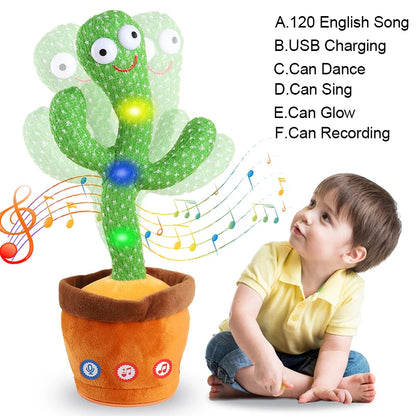 Dancing Talking Cactus Plush – LED Singing & Voice‑Repeat Toy