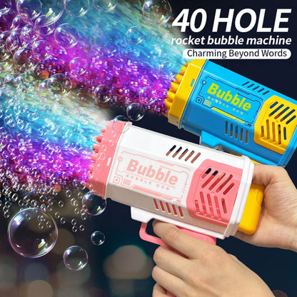 Kids 40‑Hole LED Bubble Blaster – Automatic Bubble Gun Toy